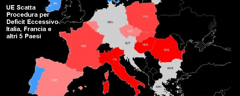 Conti pubblici, scatta la procedura Ue per deficit eccessivo. Italia con Francia e altri cinque Paesi.